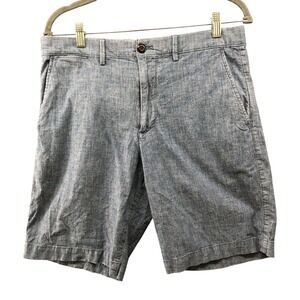 Gap 10'' Chambray Chino Shorts‎ Mens 32 Blue Lightweight Cotton Flat Front